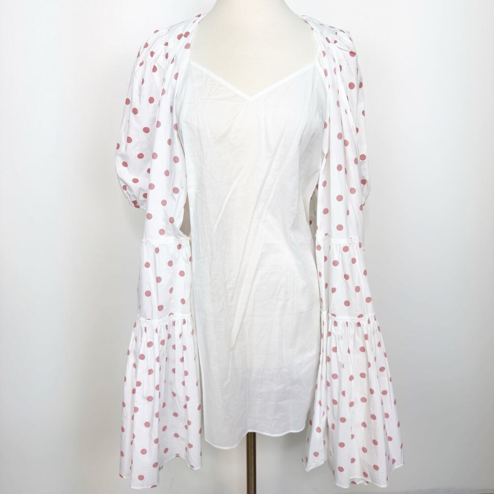 J. Crew Puff-sleeve Cotton Poplin Wrap Dress in White Rose Dot M - Picture 8 of 12